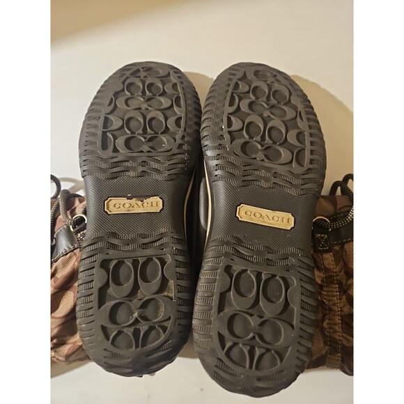 COACH Q1302 SHAINE SIGNATURE BROWN KHAKI MONOGRAM WINTER RAIN BOOTS SIZE 6.5B - Picture 8 of 9